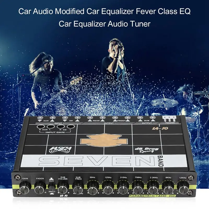 Car Audio Modified Graphic Equalizer Eq 7S Car Audio Stereo Tuner W/ 3.5Mm Aux-In& Knob Car Accessories