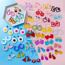 3* новые индивидуальные акриловые большие серьги с фруктами милые цветы лимон прозрачный уксусная кислота геометрические серьги для женщин