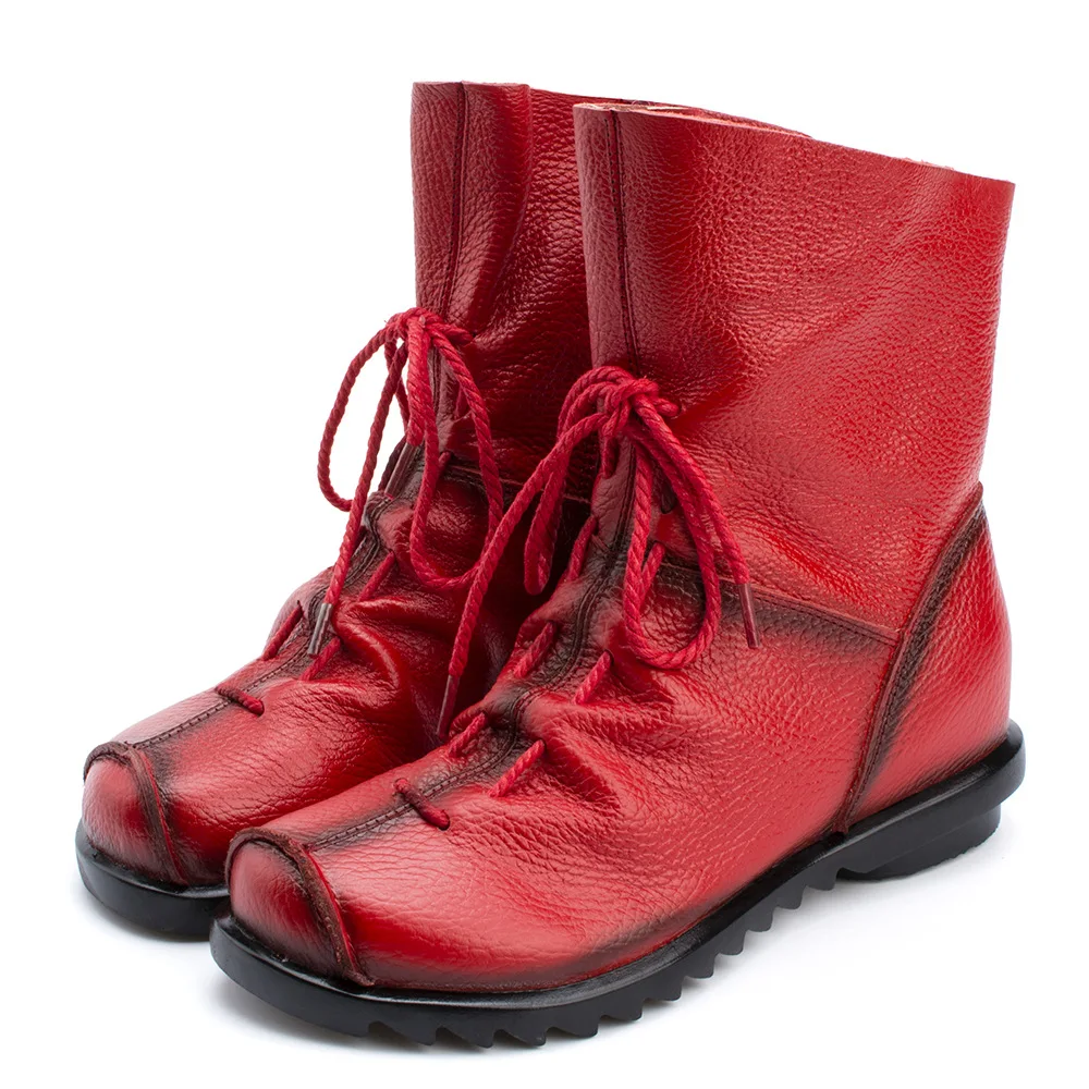 

2019 Winter explosion models leather handmade boots soft rubber sole Martin boots leisure non-slip low with female boots