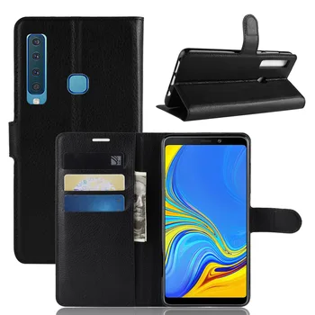 

30pcs/lot For Samsung Galaxy A7 2018 A750 Case Lichee Wallet Leather Case With Stand For Galaxy A9 2018 A9S A9 Star Pro