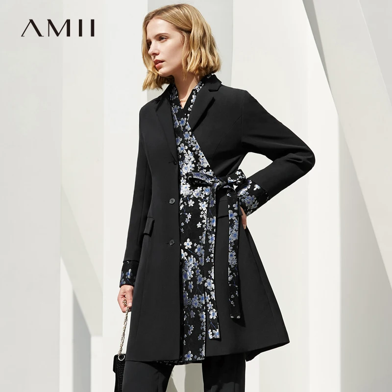

Amii Minimalist Women Blazers Vintage 2019 New Embroidery Floral Long Sleeve Patchwork Female Coat jackets