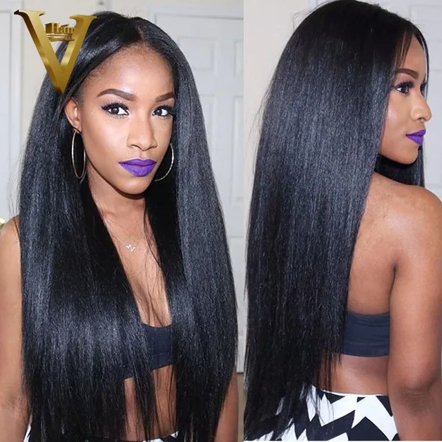 Light Yaki Lace Front Human Hair Wigs For Black Women Yaki Straight