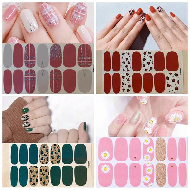 24 pcs French Nail Natural Classical Leopard Zebra Pattern Nail Art Stickers Fake Nails Manicure Nail Stickers