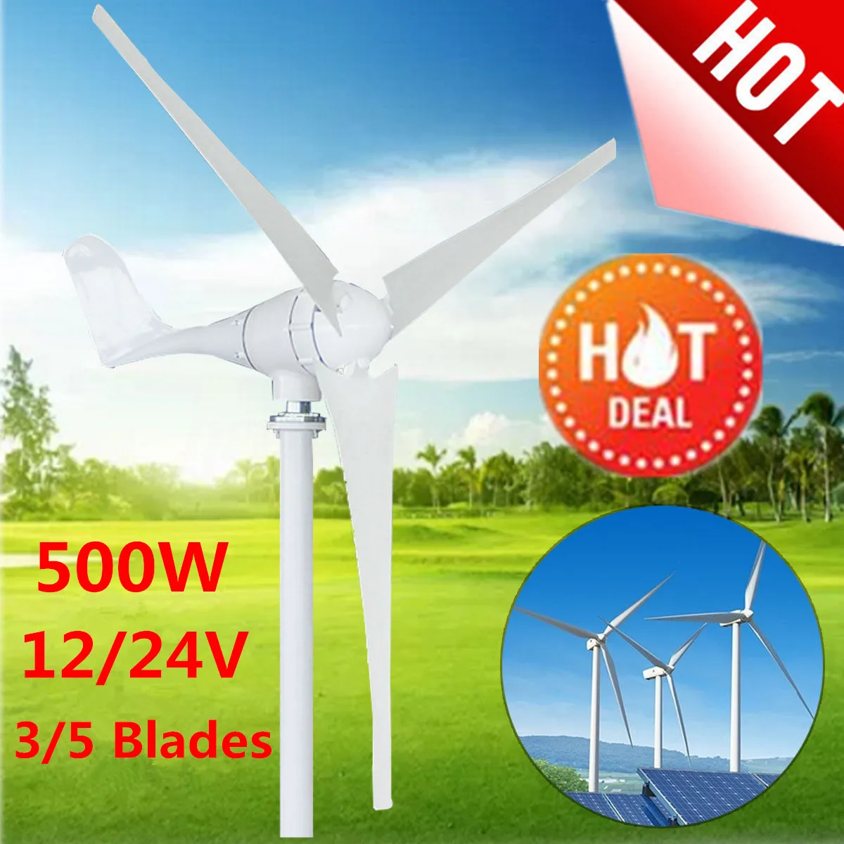 

12 / 24v 500W M2 type 3 leaf / 5 leafcontroller for household marine small horizontal axis wind turbine wind