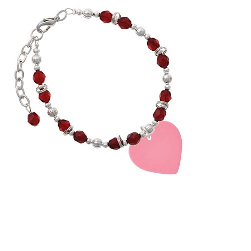 Acrylic 1 Pink Heart Maroon Beaded Bracelet