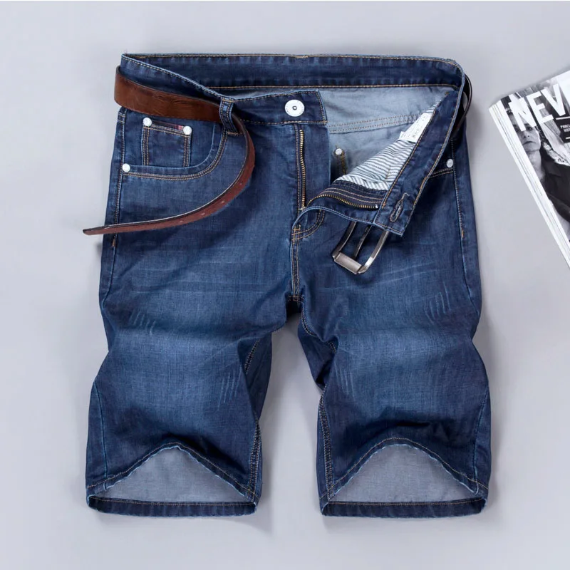 2019 CHOLYL Men's Denim Shorts Good Quality Short Jeans Men Cotton Solid Straight Short Jeans Male Blue Casual Short Jeans 28 38
