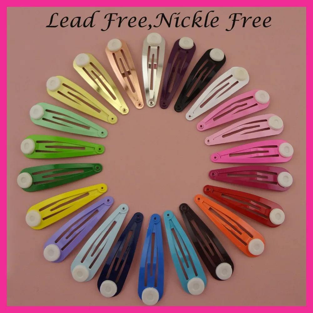 

200PCS 5.0cm 2.0" Tear Drop Plain Metal Snap Hair Clips hairpins with pads for DIY Hair bows nickle free lead free wholesale