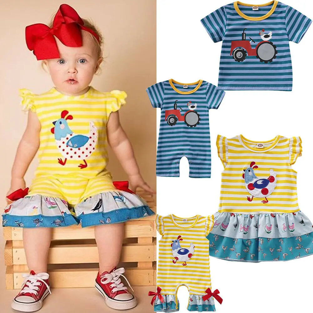 

Pudcoco 2019 Summer Newborn Kids Baby Boy Girl Little Big Brother Sister Tee Romper Dress Cartoon Clothes