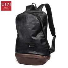 UIYI PU Männer Rucksack schwarz Reisetaschen Klassischen Männlichen laptop Rucksack Für mädchen jungen tasche # UYB16025