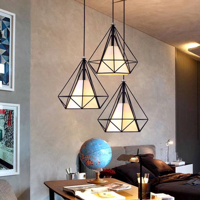 loft vintage pendant lamp diamond birdcage retro chandelier light