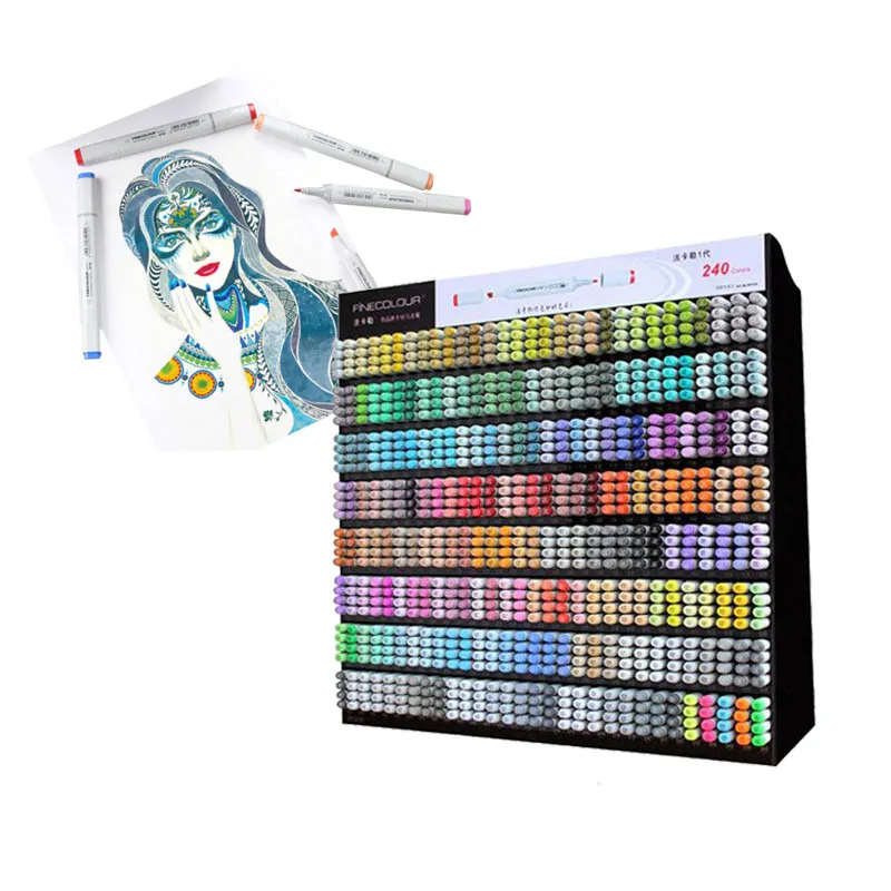 

FINECOLOUR 5/8/240 Colors Set Alcohol Double head Oily Sketch Marker Pen Twin Graphic Sketch Marker Manga Graphic EF100 Wholesa