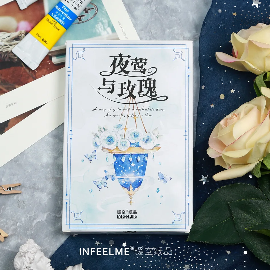 

3 set/1 lot Retro Nightingale and rose Greeting Card Postcards Birthday Bussiness Gift Card Set Message Card