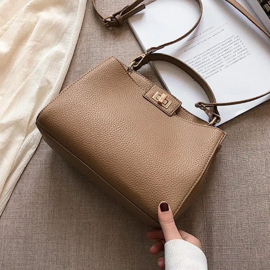

Litchi Bucket 2019 New High Quality Pu Leather Women's Designer Handbag Large Tote Shoulder Messenger Bag Bolsos Mujer