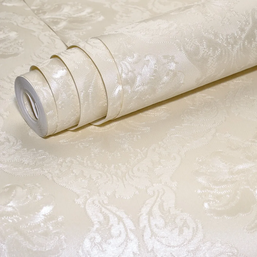 Дамасская кремовая настенная бумага Роскошная итальянская Европейская классическая металлическая текстурированная блестящая виниловая настенная бумага в рулоне меди
