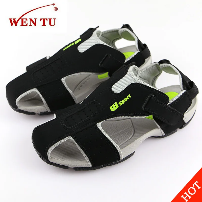

Mens Brand Summer Outdoor Hiking sandals Mens beach Sandals PU Leather Ultra Light trekking wading walking Toe-cap Sandals