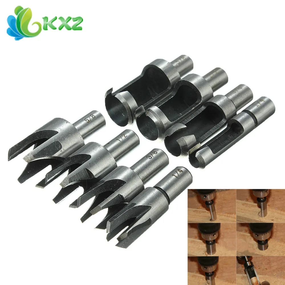 

8pcs Carpentry Wood Plug Cutter Straight & Tapered Claw Type Drill Bit Set