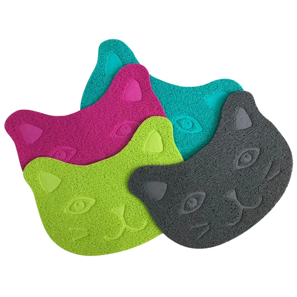 

Pet Cat Toilet Mat PVC Waterproof Kitten Cute Cat Face Pattern Cat Litter Trapper Easy Cleaning Mat for Home Pet Cat Supplies