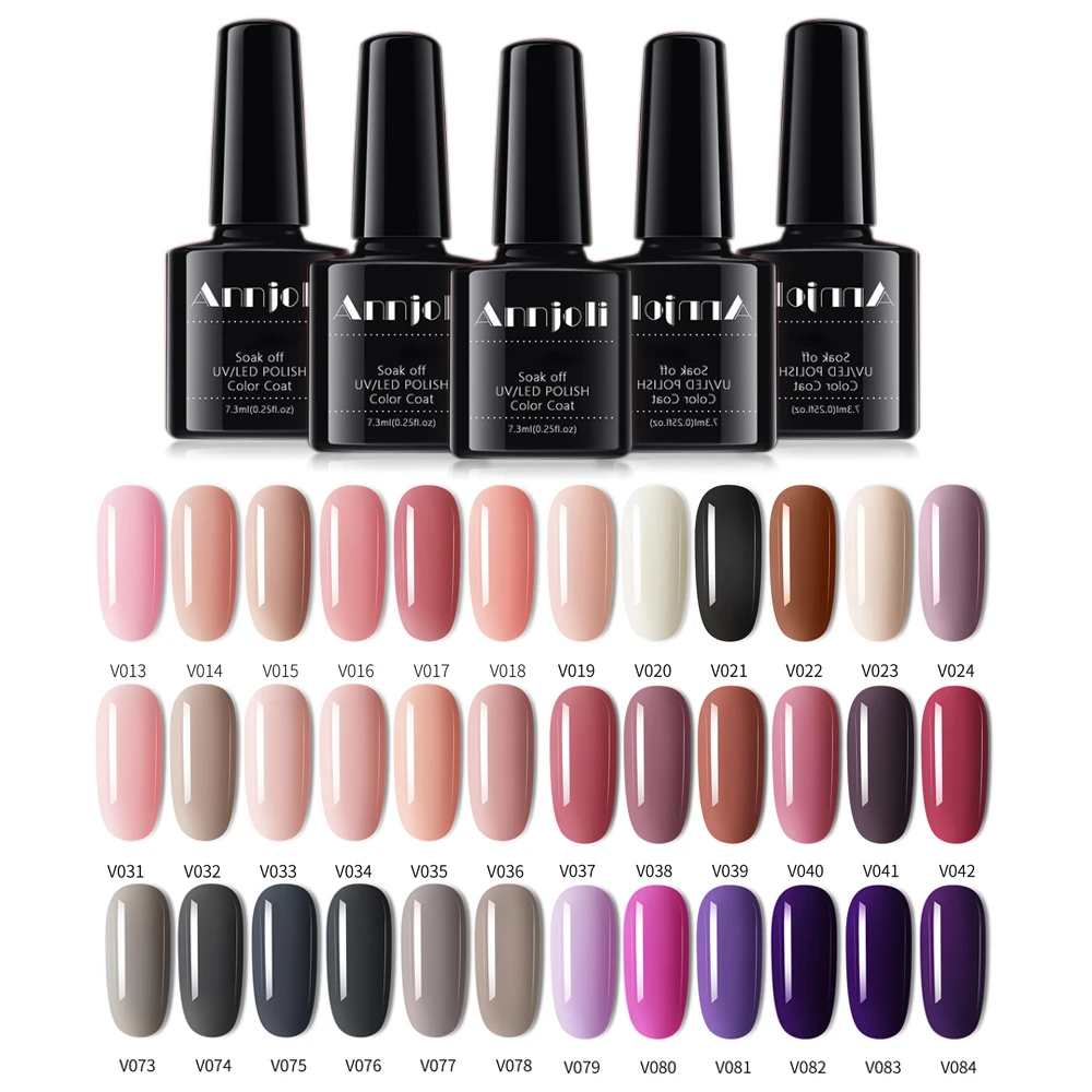 

7.3ML Semi Permanent Nail Art Nude Soak-off UV LED Nail Gel Polish Pure Color Gel Nail Polish Varnish Gel Lacquer 36 Colors