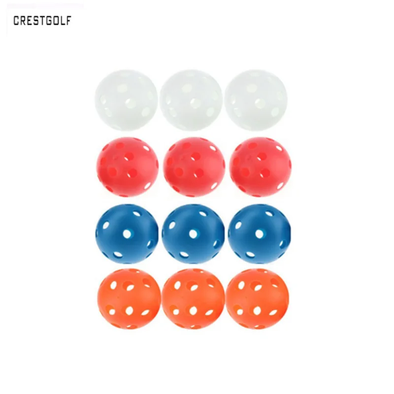 12pcsX72mm Plastic font b golf b font ball Pickleball Airflow Ball Floorball Hollow Indoor Practice Ball