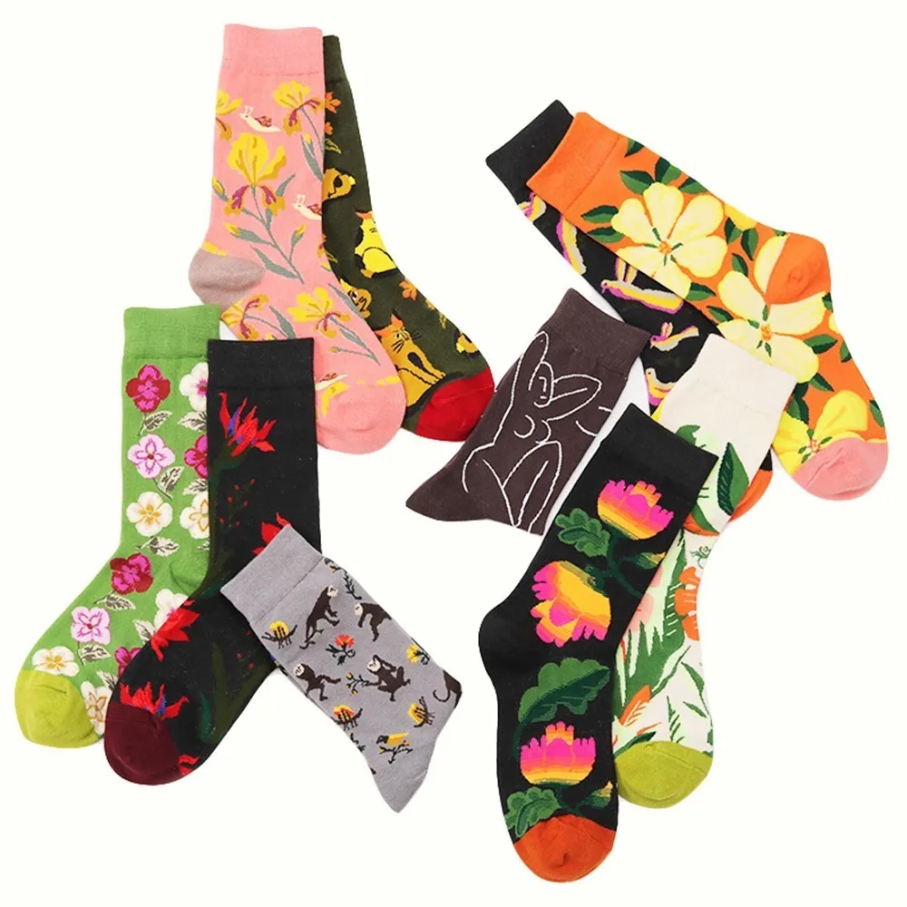 Flower Pattern Mens Socks Peonfly Cotton Men Socks Funny Socks Man