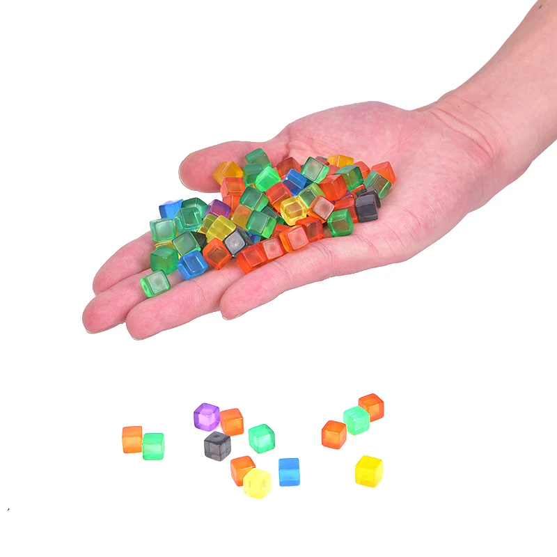 100pcs/pack Transparent Square Corner Colorful Crystal Dice Chess Piece Right Angle Sieve For Puzzle Game 8mm