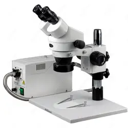 Инспекционный микроскоп -- AmScope поставки 3.5X-90X инспекционный зум-микроскоп с волоконно-оптическим кольцевым осветителем