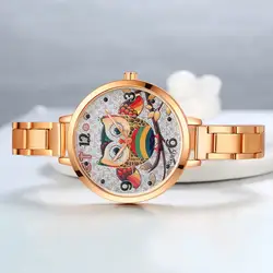 Для женщин Мода цепи аналоговые кварцевые Круглый наручные часы женские часы с браслетом Ladied #4a25