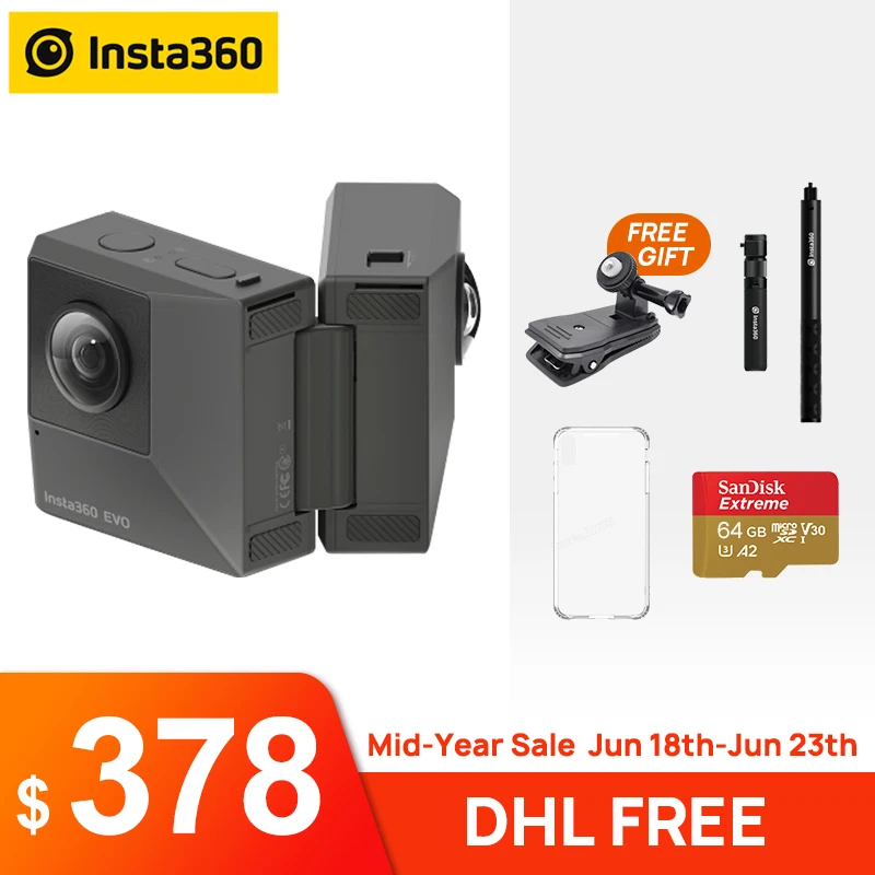 

Insta360 EVO 360 VR Panoramic 3D Camera 5.7K Video Action mini Camera for Android and iPhone Selfie Stick vs INSTA360 ONE X