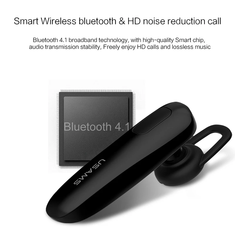 USAMS Беспроводной Bluetooth наушники стерео HD Шум снижение с микрофоном громкой связи Bluetooth 4,1 наушники для iPhone samsung