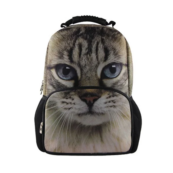 FORUDESIGNS/детские школьные сумки с 3D изображением животных, кошек, милая школьная сумка зебры для девочек, женский рюкзак, повседневный рюкзак с принтом