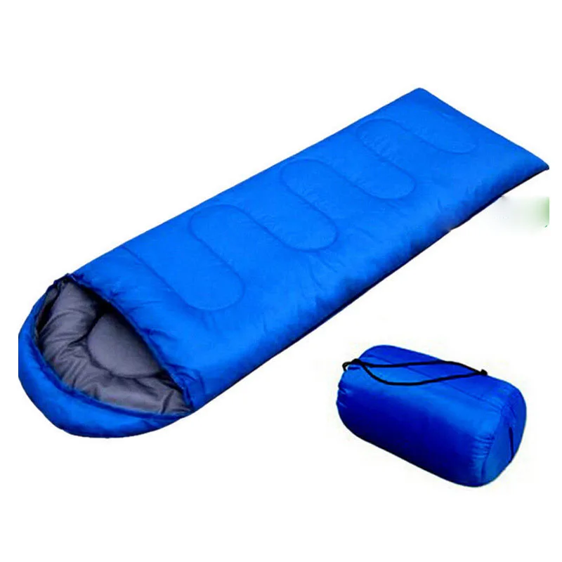 Спальный мешок для отдыха на природе для взрослых на открытом воздухе, спальный матрас, прямоугольный спальный мешок с шапочкой, снаряжение для кемпинга - Цвет: Синий