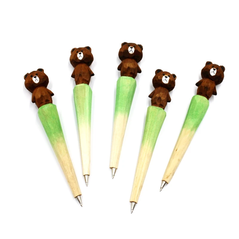 Coloffice Handmade Creative Wood Carving black bear brown bears