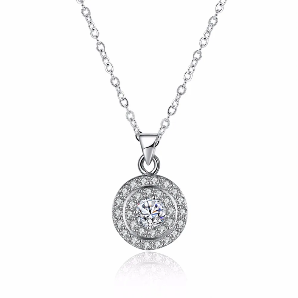 Newly Real 925 Sterling Silver choker Necklace Circle Round Natural Stone Pendant elegant jewelry for women mother daughter | Украшения и