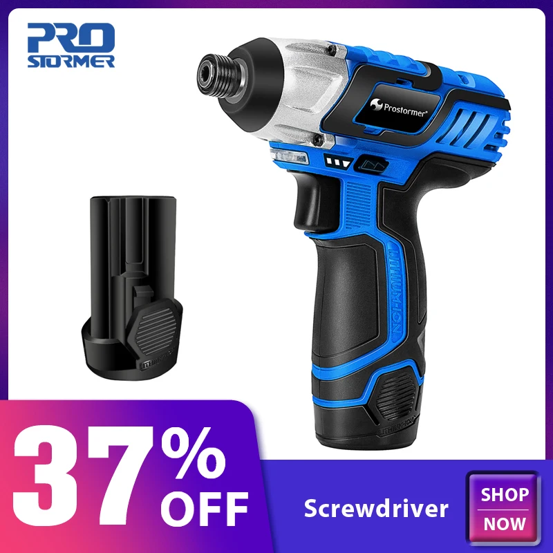 PROSTORMER 100NM Electric Screwdriver 12V Cordless Drill Lithium Battery Rechargeable Hexagon Power Cordless Screwdriver Screw