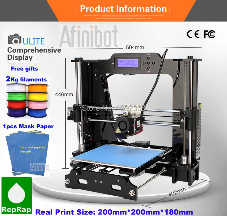  Fast Free ship Upgrade desktop 3D Printer Size 200*200*200mm Acrylic Frame LCD 2 Roll Filaments & 8G TF Card for gift 