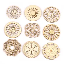 5 шт. Круглый/квадратный кружевной узор необработанные деревянные Ломтики DIY ремесла для деревянных украшений DIY скрапбук аксессуары для домашнего декора m2173