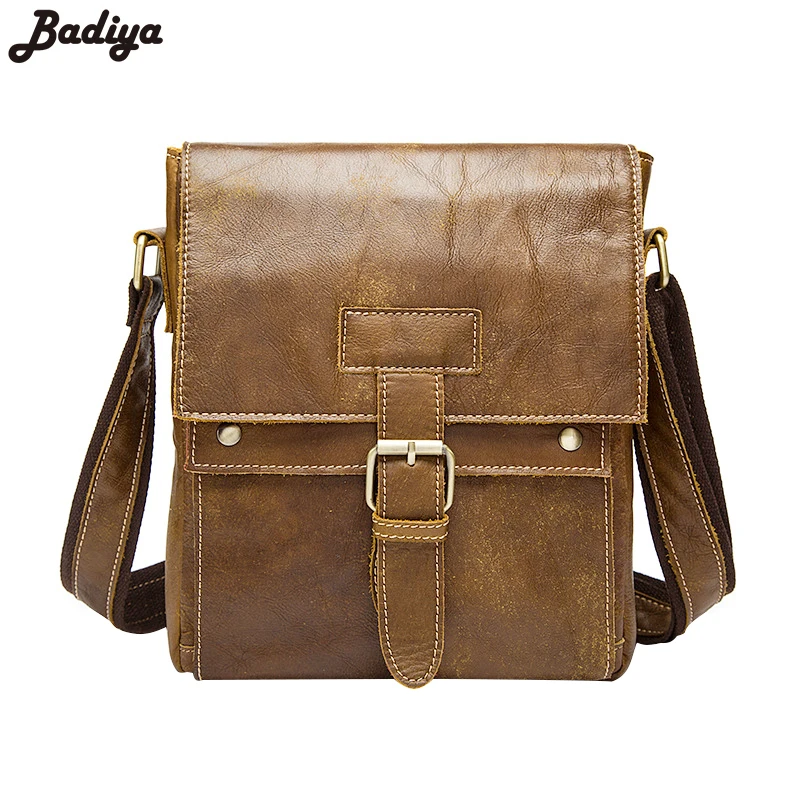 Retro European Style Shoulder Bag For Men Real Genuine Leather Men's