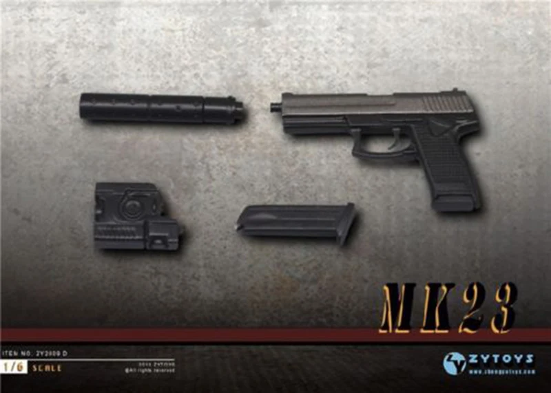 1:6 масштаб ZY2009D MK23 SOCOM пистолет оружие Модель 1/6 Миниатюрная игрушка F 1" фигурка