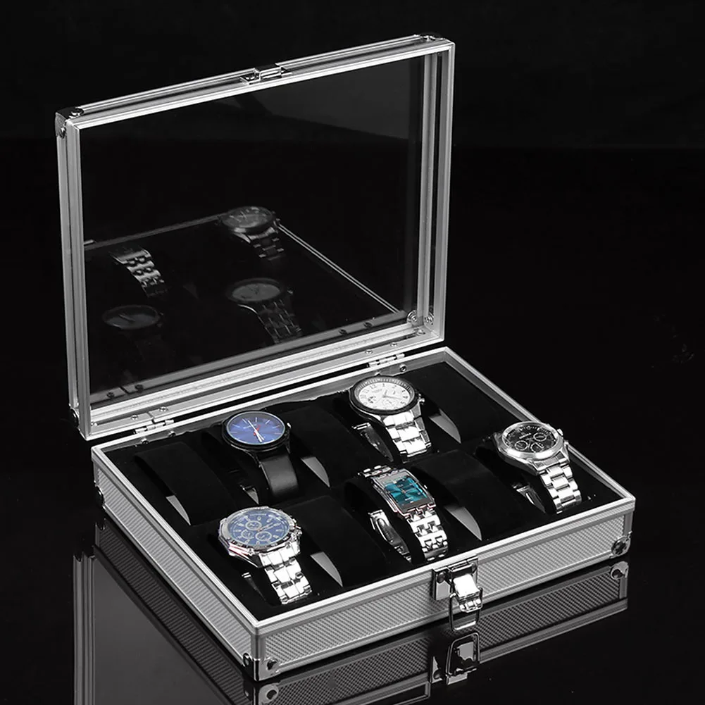 

Aluminium Alloy Wrist 12 Grid Storage Watch Display With Lock Case Organizer