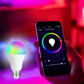 

Smart WiFi Light Bulb E27 Dimmable Wake-Up Lights Compatible With Alexa And Google Assistant Multicolor RGBWW LED Lamp New