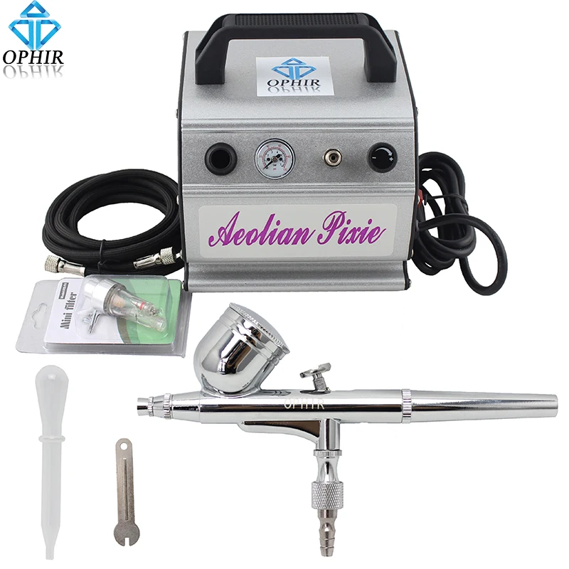 OPHIR Gravity Paint Dual Action Airbrush Kit with Air Compressor for Makeup Nail Art Tattoo Cake Decoration 110V,220V_AC088+004A OPHIR Gravity Paint Dual Action Airbrush Kit with Air Compressor for Makeup Nail Art Tattoo Cake Decoration 110V,220V_AC088+004A