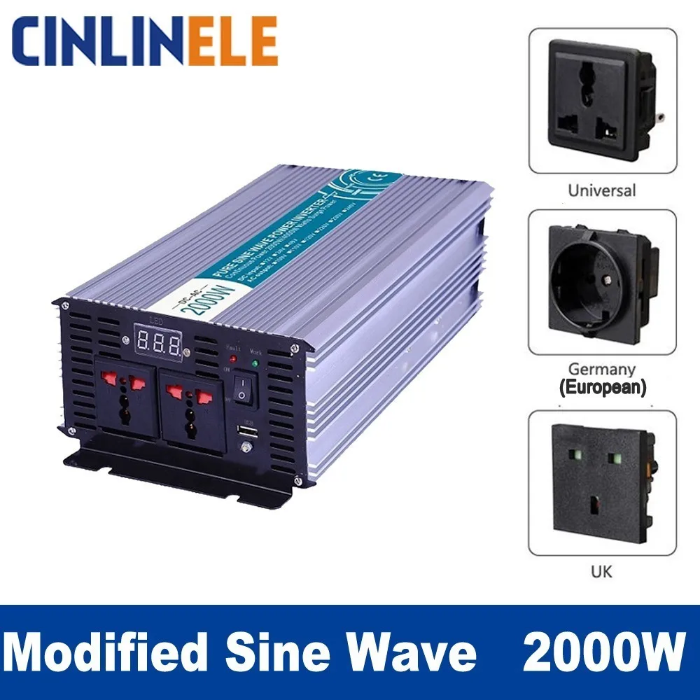 

Smart Modified Sine Wave Inverter 2000W CLP2000A DC 12V 24V to AC 110V 220V Smart Series Solar Power 2000W Surge Power 4000W