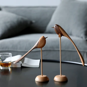 Artisan-Crafted Wooden Bird: Nature-Inspired Home Decor Accent 1