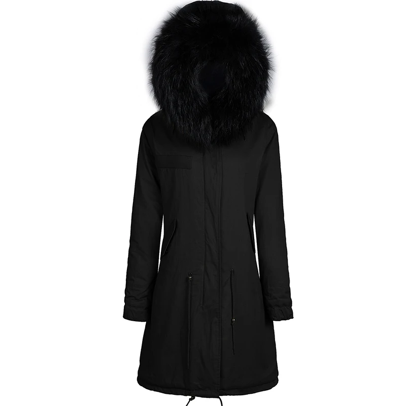 Special Price Black Mrs long artificial fur women parka removable raccoon collar Plus Size Womens Furs Parka