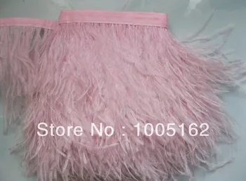 

Free Shipping 10 Yards/Lot Light pink Ostrich Feather fringe Feather fringe Ostrich feather Trimming 5-6inch in width