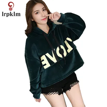 

2017 New Autumn Winter Women Hoodies Casual Solid Female Warm Thick Sweatshirts Pullovers Hooded Collar With Velvet PQ165