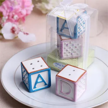 

40pcs(20sets/Lot)+"New Baby on the Block" Ceramic Baby Blocks Salt and Pepper Shakers ABC Salt&Pepper Shaker
