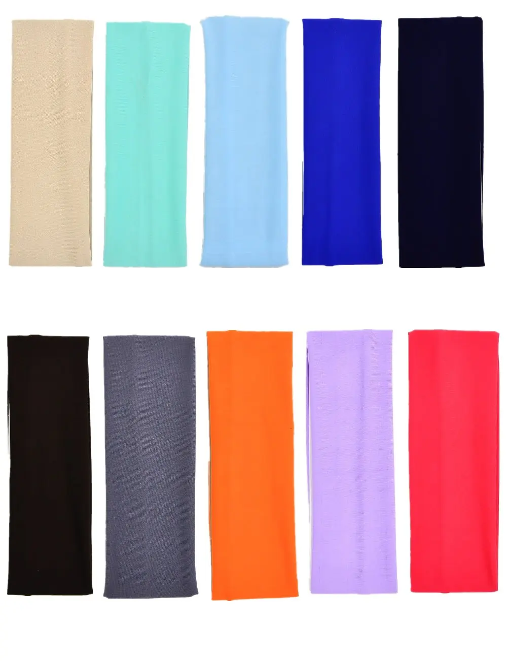

10 Pieces Hign Quality Super Soft Cutton Stretchy Wide Elastic hair headband pure color