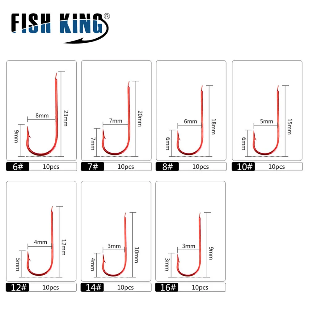 FISHKING50145Carbon Сталь рыболовные крючки джиг-головки колючей крючки Размеры#6-#16 рыболовный крючок комплект с глазами Pesca карп рыболовные принадлежности