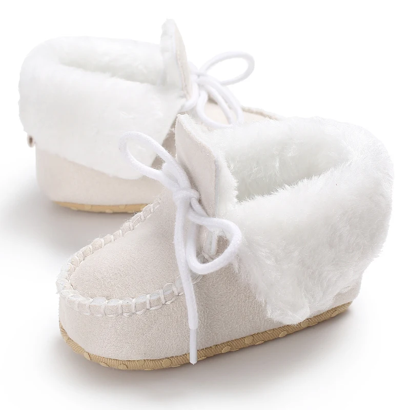 Белые зимние детские ботинки; теплые ботиночки для младенцев; шерстяные зимние кроссовки для девочек; хлопковый топ Тапочки для мальчиков; флисовые мокасины для новорожденных